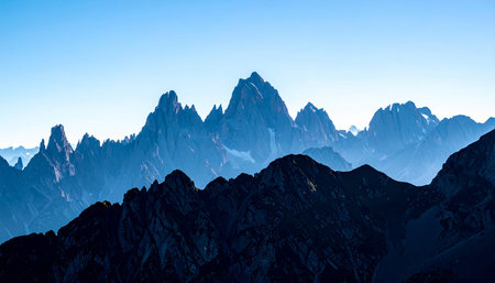 Mountain landscape. Peaks of the Alps in the morning light.の素材