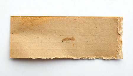 close up of a piece of brown cardboard on white background with copy spaceの素材