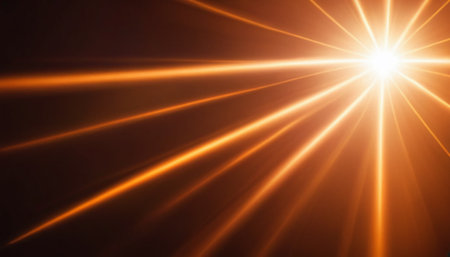 Sun burst with lens flare. Sunbeams with lens flare.の素材