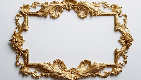 Vintage gold frame on a white background. Place for text.の素材