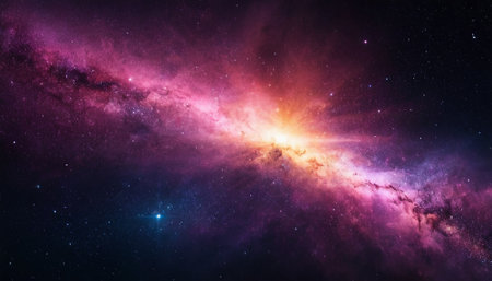 Night sky with stars and nebula. Elements of this image furnished by NASAの素材