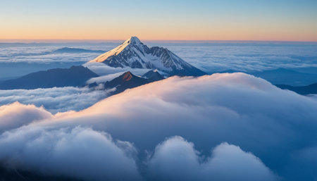 Mt. Fuji and clouds in the morning, Yamanashi, Japanの素材