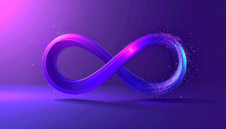 Infinity symbol on purple background. Vector illustration. Eps 10.の素材