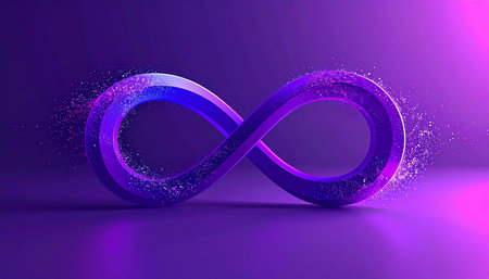 Infinity symbol. 3d vector illustration. Glowing neon sign.の素材