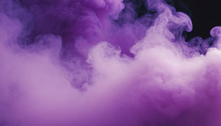 Purple smoke isolated on black background. Abstract background of blue and purple smokeの素材