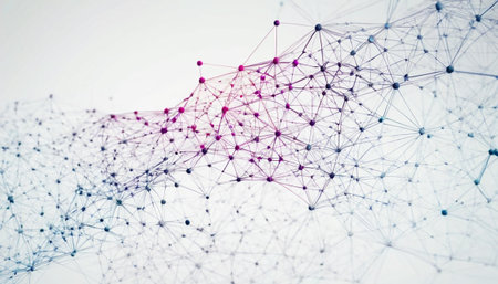 Abstract Polygonal Space Background with Connecting Dots and Linesの素材