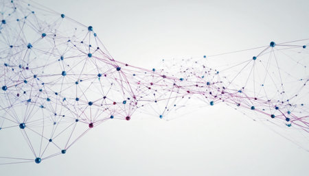 Abstract futuristic background with connected lines and dots. Network connection structure. 3d renderingの素材