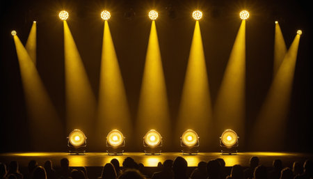 stage lighting effect with spotlight and crowd in the background, stage lighting effectの素材