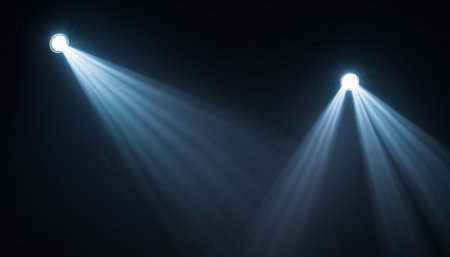 Background image with stage lights and beams. Light effect. Place for text.の素材