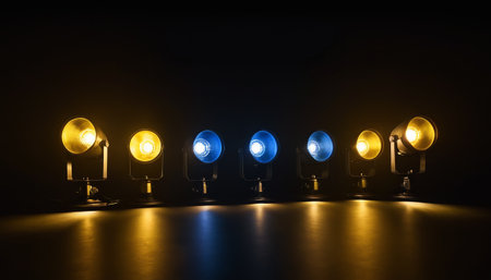 Group of led light bulbs in a dark room. Selective focusの素材