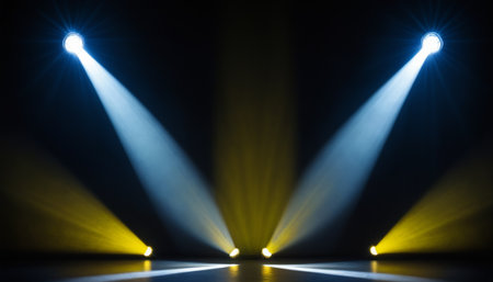 Spotlights on the stage as an abstract background. 3D illustrationの素材