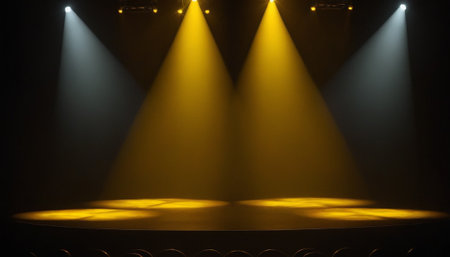 Stage Spotlight with Spotlights. 3d render. Stage Spotlight.の素材