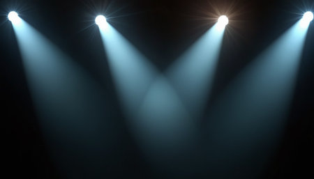 Spotlights illuminate the stage. Spotlights illuminate the stage. Spotlights illuminate the stage.の素材