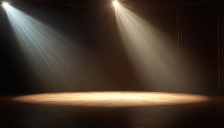 Empty stage with spotlights and spotlights. 3d render.の素材