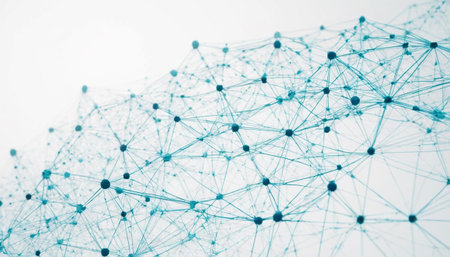 Abstract blue network connection on white background. Technology concept. 3d renderingの素材