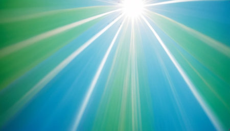 sunbeams with lens flare effect, abstract motion blur background.の素材