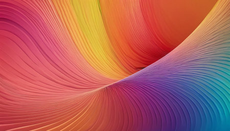 abstract background with curved lines in rainbow colors - 3d renderの素材