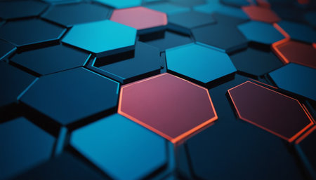 Abstract 3d rendering of hexagons background. Futuristic technology style.の素材