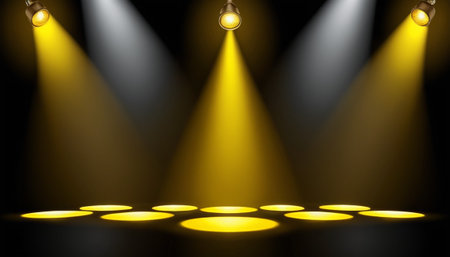 Spotlights on stage. Stage with spotlights. Vector illustration.の素材