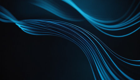 abstract blue background with smooth lines and waves, close-upの素材