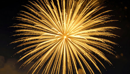 Colorful firework display for celebration happy new year and merry christmasの素材