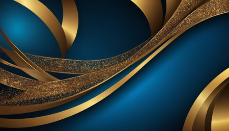 Abstract blue background with golden lines. Vector illustration. Eps 10.の素材