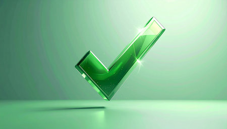 Green check mark on a green background. 3d rendering, 3d illustration.の素材