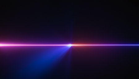 Neon light flare on black background. Laser beam. 3d renderの素材