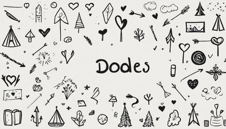 Hand drawn doodle design elements. Vector illustration. Doodle set.の素材