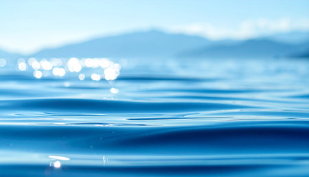 Water surface with bokeh, close-up. Abstract backgroundの素材