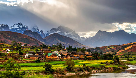 Village in the highlands of Cordillera Huayhuash, Peruの素材