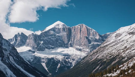 Beautiful view of the snow-capped mountains in the Canadian Rockiesの素材