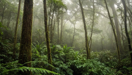 Fog in the tropical rainforest at Doi Inthanon National Park, Chiang Mai, Thailandの素材