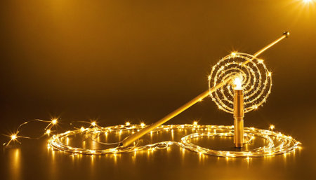 Christmas lights on a dark background with copy space for your text.の素材