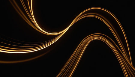 abstract golden lines on a black background, computer-generated imageの素材