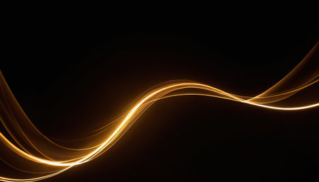 abstract golden wave on black background with copy space for your textの素材
