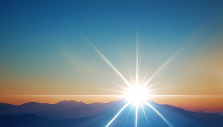 Sunset over the mountains. Sunrise over the mountains. 3d renderの素材