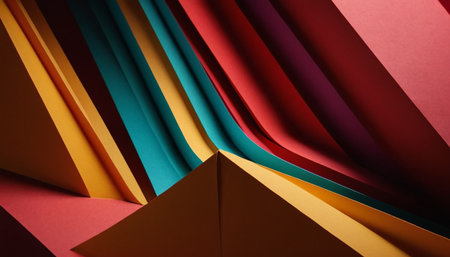 Abstract background of colorful origami paper sheets. Geometric shapes.の素材