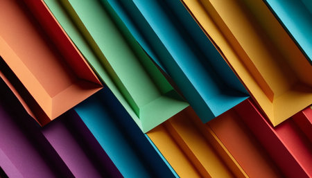 Colorful abstract background from origami paper sheets. Minimal style.の素材