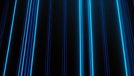 Abstract blue lines on a dark background. Laser rays. 3d renderingの素材