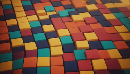 3d render, abstract geometric background, colorful cubes, cube patternの素材