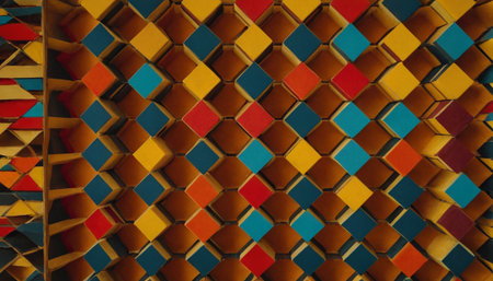 3d rendering. Abstract geometric background with colorful cubes. Modern design.の素材