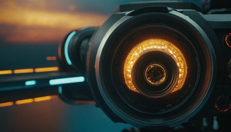 Close-up of a professional cinema camera. Film production concept.の素材