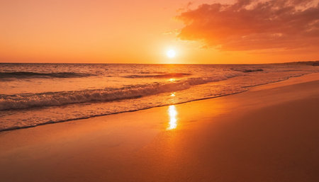 Beautiful sunset on the beach. Sunset on the beach. Sunrise on the beach.の素材