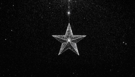 Christmas star on the starry sky background. 3d illustration.の素材