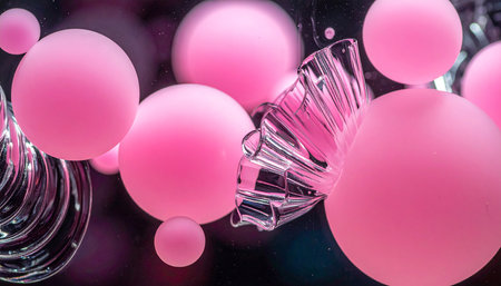 Abstract background with pink balls in the shape of a glass vaseの素材