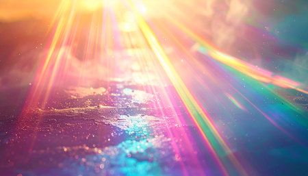 abstract nature background with sun rays and bokeh defocused lightsの素材