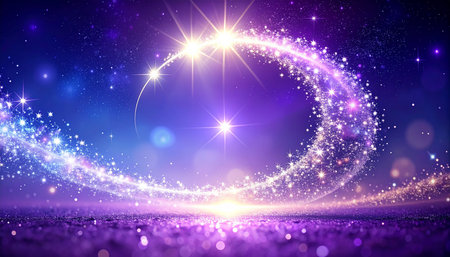abstract background with magic bokeh effect and glittering starsの素材