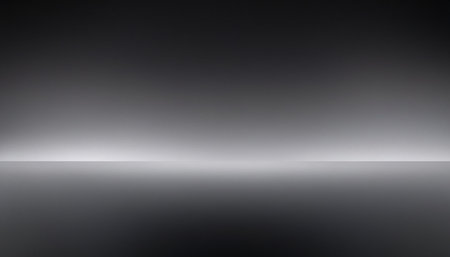 Empty room with black wall and floor. Black and white background.の素材