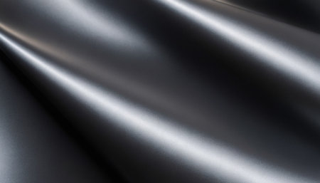 Closeup of rippled grey silk fabric. Whole background.の素材